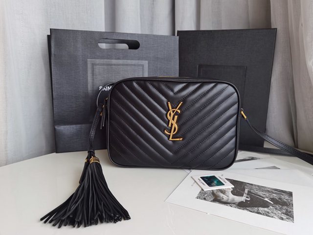 YSL专柜款女包 聖羅蘭經典款原廠皮LOU流蘇吊墜相機包 YSL肩背斜挎包 520534  jjh1150