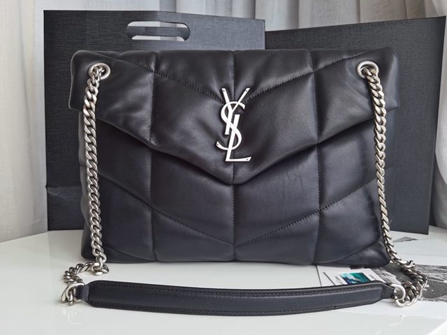 YSL专柜款女包 聖羅蘭經典款LOULOU PUFFER絎縫小羊皮包 YSL肩背斜挎包 577475  jjh1156