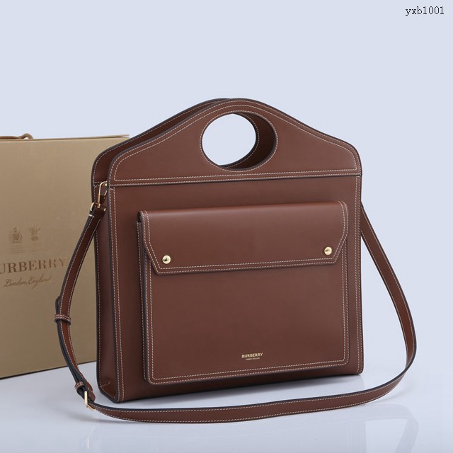 Burberry專門店新款大號41cm撲克包 巴寶莉全皮手拎側背女包 yxb1001