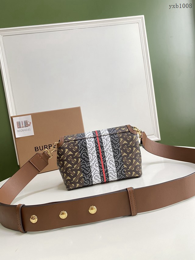Burberry專門店新款斜背包 巴寶莉條紋環保帆布女士休閒肩背包 yxb1008