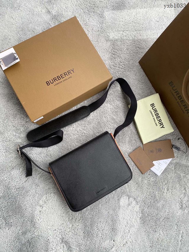 Burberry專門店新款粒紋皮革男包 巴寶莉2021年最新男士斜背包 yxb1033