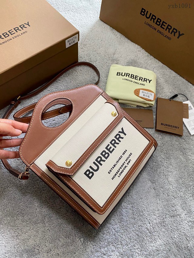 Burberry專門店新款小號撲克包 巴寶莉帆布托特包手提肩背女包 yxb1091