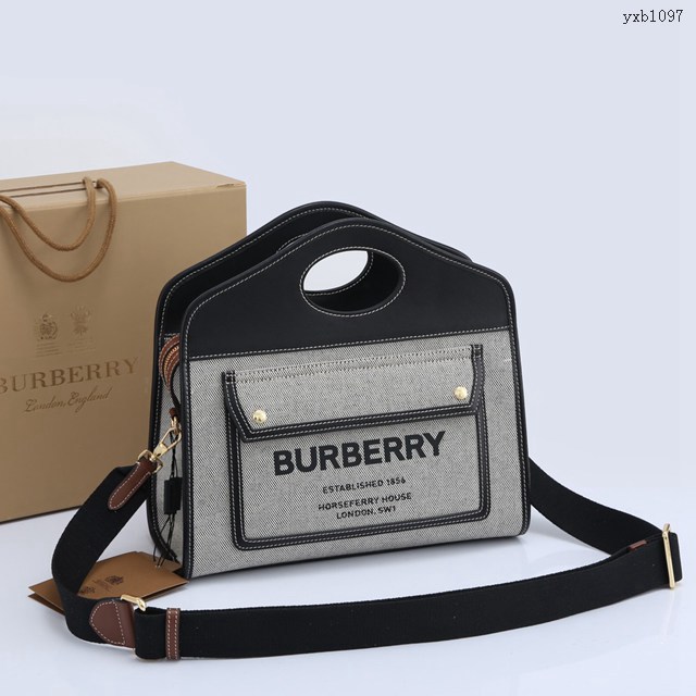 Burberry專門店新款撲克包拉鏈 巴寶莉Horseferry印花托特包 yxb1097