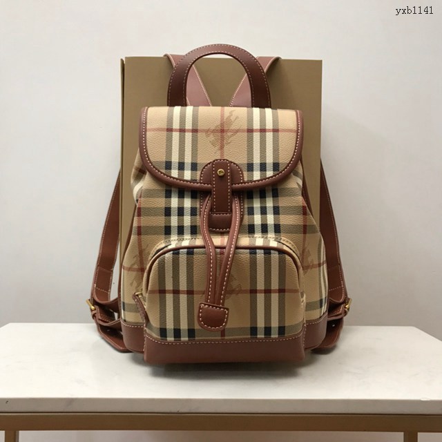 Burberry專門店新款中古馬仔料雙肩背包 巴寶莉女款後背包 yxb1141