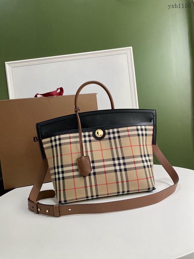 Burberry專門店新款Society賽爾迪手袋 巴寶莉Vintage復古格紋手提女包 yxb1150
