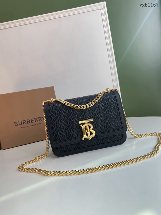 Burberry專門店新款小號TB刺繡絎縫鎖扣包 巴寶莉羔羊皮鏈條單肩斜挎女包 yxb1167