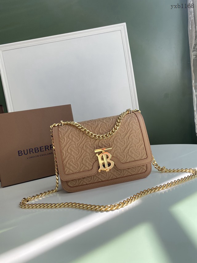 Burberry專門店新款小號TB刺繡絎縫鎖扣包 巴寶莉羔羊皮鏈條單肩斜挎女包 yxb1168