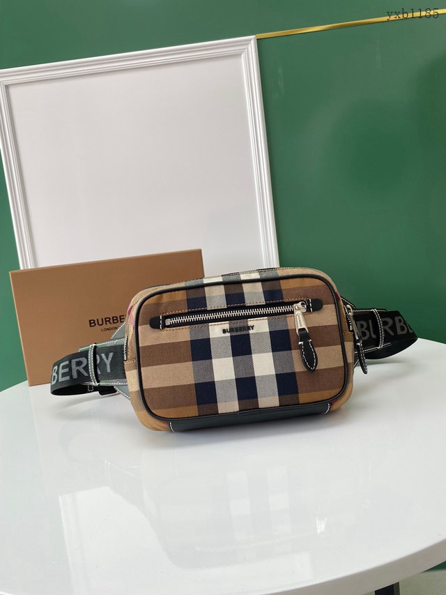 Burberry專門店新款腰包 巴寶莉格紋布男士腰包挎包 yxb1185