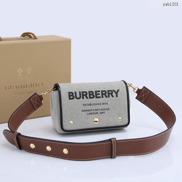 Burberry專門店新款棉質帆布包 巴寶莉女款單肩斜挎包 yxb1201