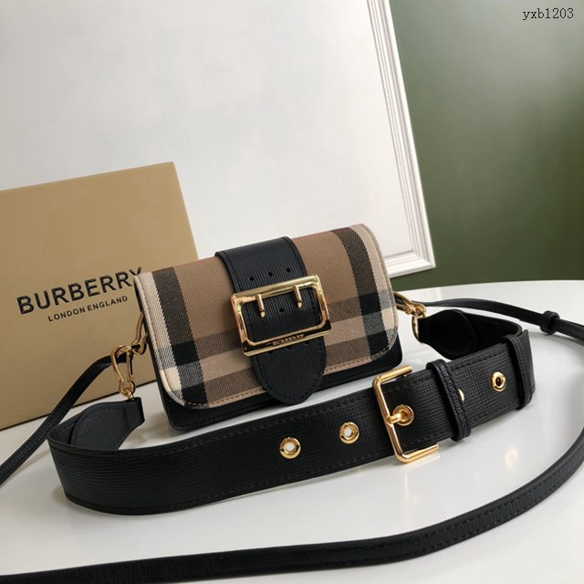 Burberry專門店新款搭扣包 巴寶莉精紡House格紋單肩斜挎女包 yxb1203