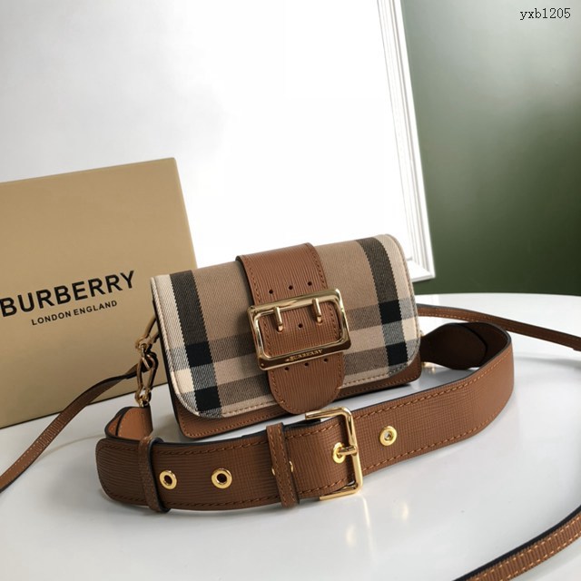 Burberry專門店新款搭扣包 巴寶莉精紡House格紋單肩斜挎女包 yxb1205