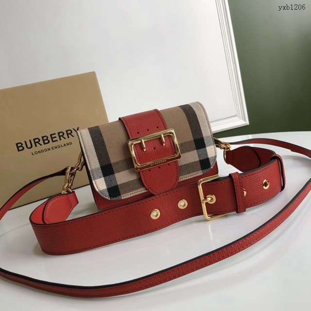 Burberry專門店新款搭扣包 巴寶莉精紡House格紋單肩斜挎女包 yxb1206