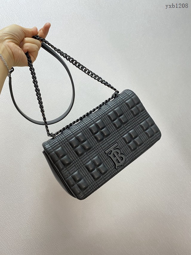 Burberry專門店新款單肩挎背女包 巴寶莉黑扣五金羊皮小號TB蘿拉包 yxb1208