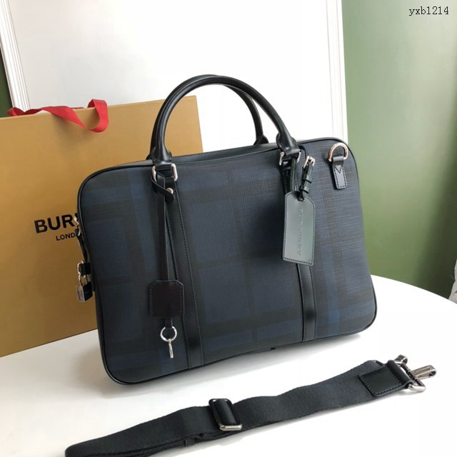 Burberry專門店新款男士公事包 巴寶莉London格紋手提公事包 yxb1214