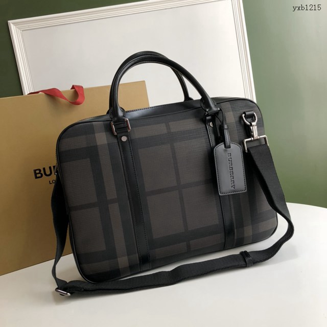 Burberry專門店新款男士公事包 巴寶莉London格紋手提公事包 yxb1215