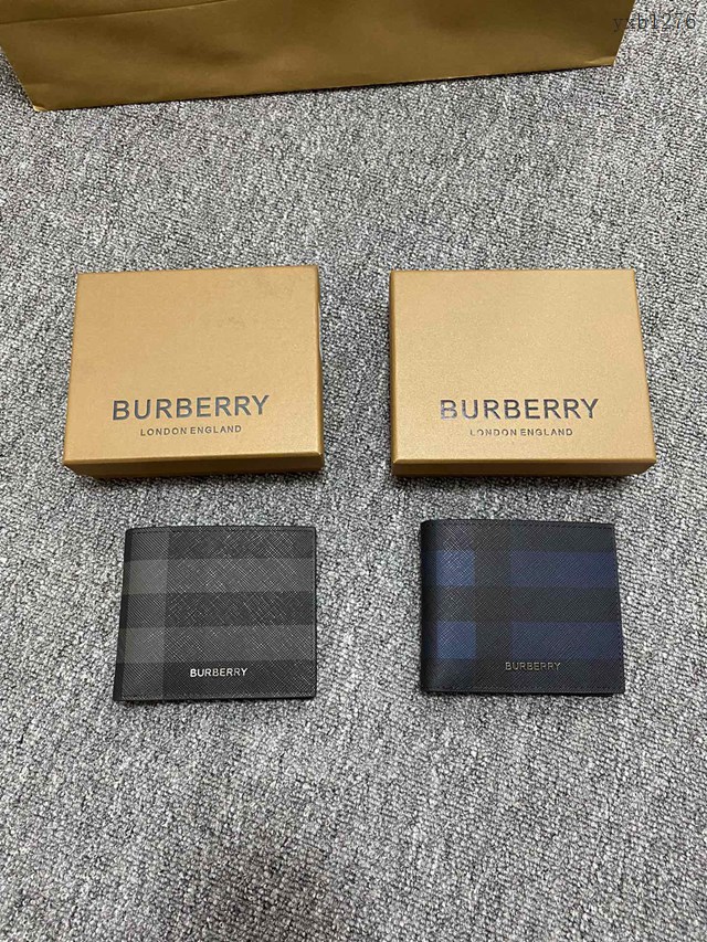 Burberry專門店新款灰格短夾 巴寶莉經典男士短夾錢包 yxb1276