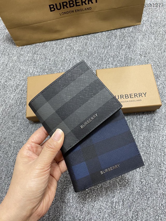 Burberry專門店新款灰格短夾 巴寶莉經典男士短夾錢包 yxb1277