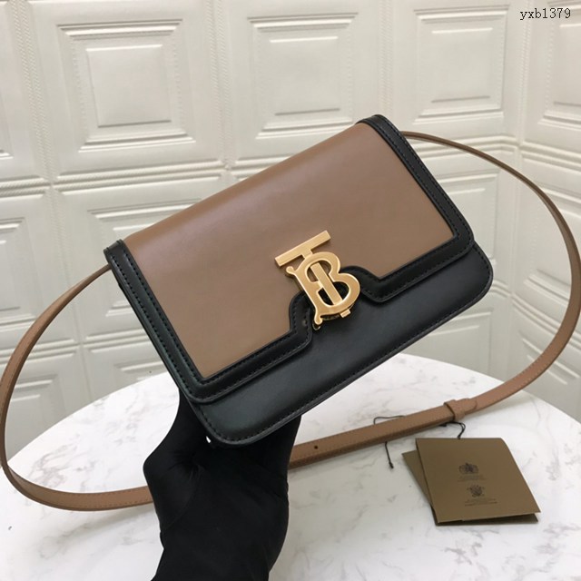 Burberry專門店新款小號拼色TB專屬標識皮革鎖扣包 巴寶莉經典爆款皮革單肩斜背女包 yxb1379