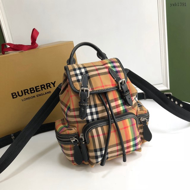 Burberry專門店新款迷你小號彩虹Vintage格紋斜背式軍旅背包 巴寶莉女士後背包 yxb1391