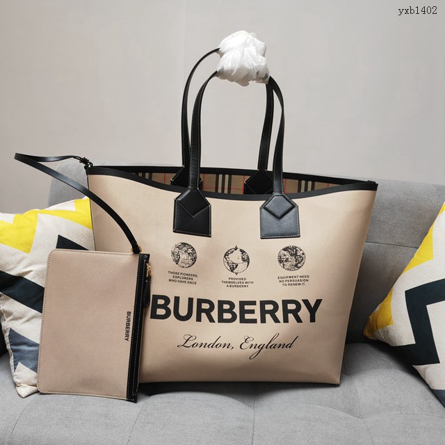Burberry專門店新款大號托特包 巴寶莉棉質帆布手提購物袋 yxb1402