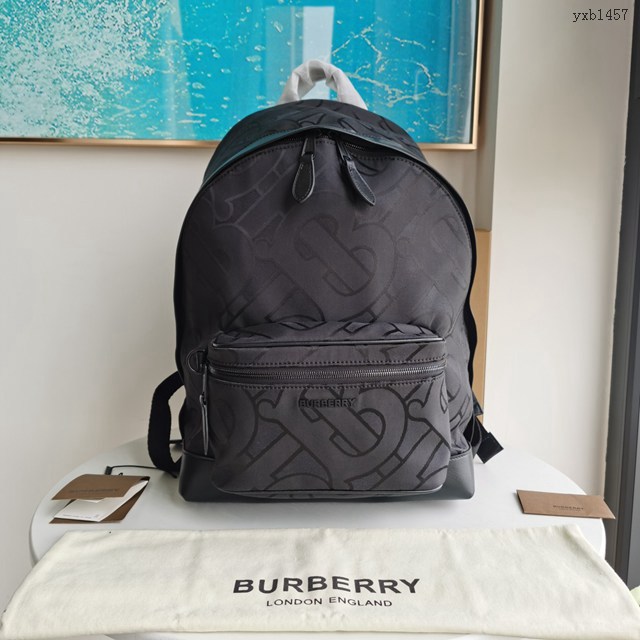 Burberry專門店新款男士後背包 巴寶莉經典皮革裝飾雙肩包 yxb1457
