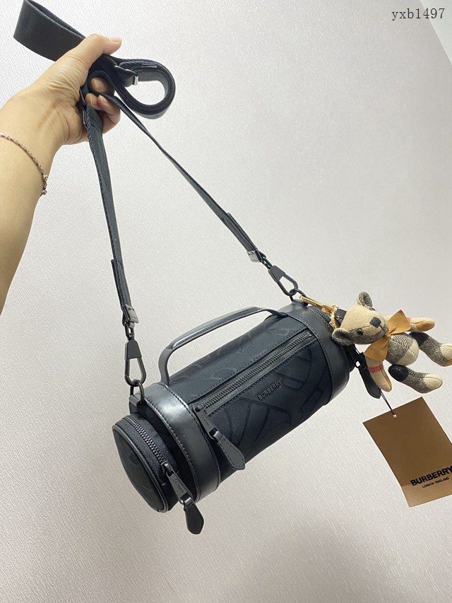 Burberry專門店新款圓筒提花包 巴寶莉棉質混紡提花肩背包 yxb1497