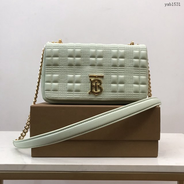 Burberry專門店新款羊皮小號TB蘿拉包 巴寶莉絎縫品牌格紋鏈條單肩挎背女包 yxb1531