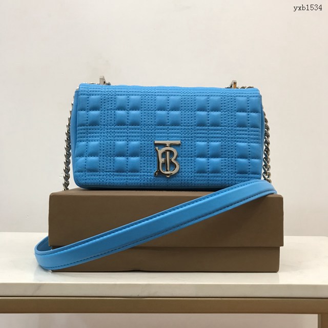 Burberry專門店新款羊皮小號TB蘿拉包 巴寶莉絎縫品牌格紋鏈條單肩挎背女包 yxb1534