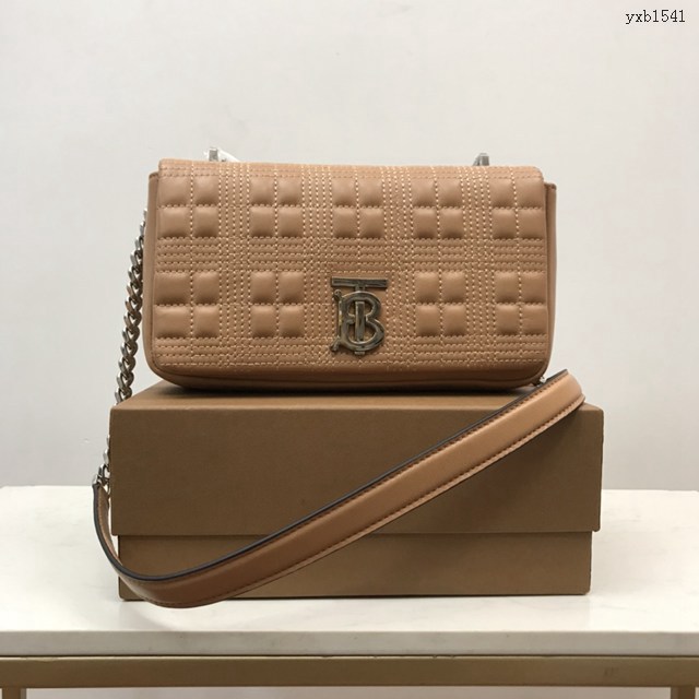 Burberry專門店新款羊皮小號TB蘿拉包 巴寶莉絎縫品牌格紋鏈條單肩挎背女包 yxb1541