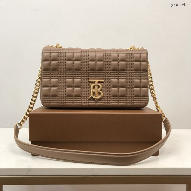 Burberry專門店新款羊皮小號TB蘿拉包 巴寶莉絎縫品牌格紋鏈條單肩挎背女包 yxb1545