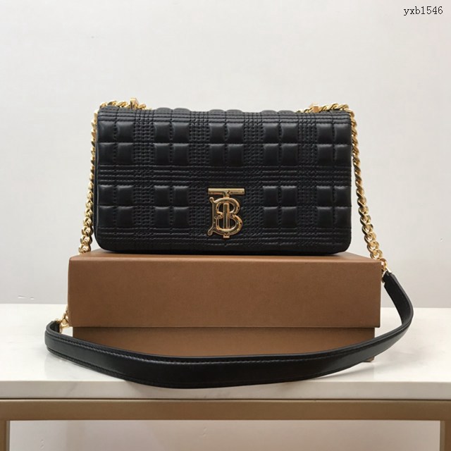 Burberry專門店新款羊皮小號TB蘿拉包 巴寶莉絎縫品牌格紋鏈條單肩挎背女包 yxb1546