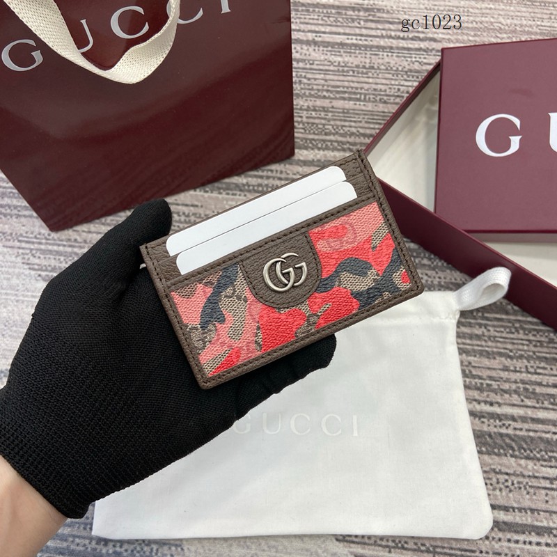Gucci專櫃2026新款金屬標卡包 古馳迷彩男女卡夾名片夾 834795 gc1023