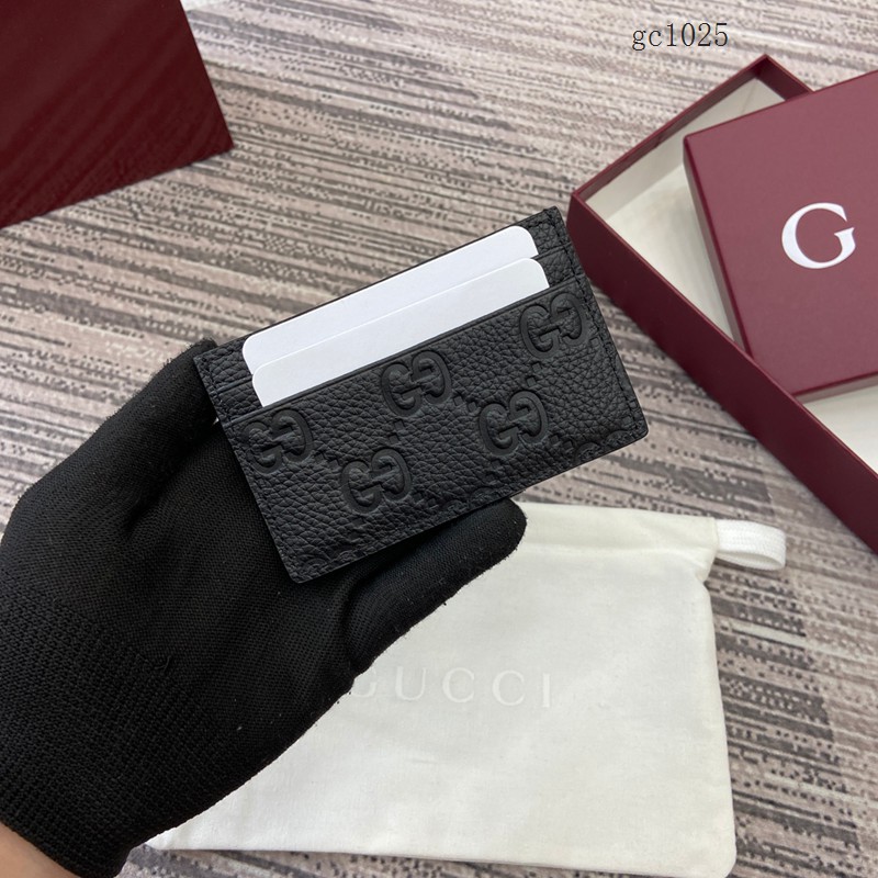 Gucci專櫃2026新款粒面牛皮革卡包 古馳Imprint男女卡夾名片夾 835151 gc1025