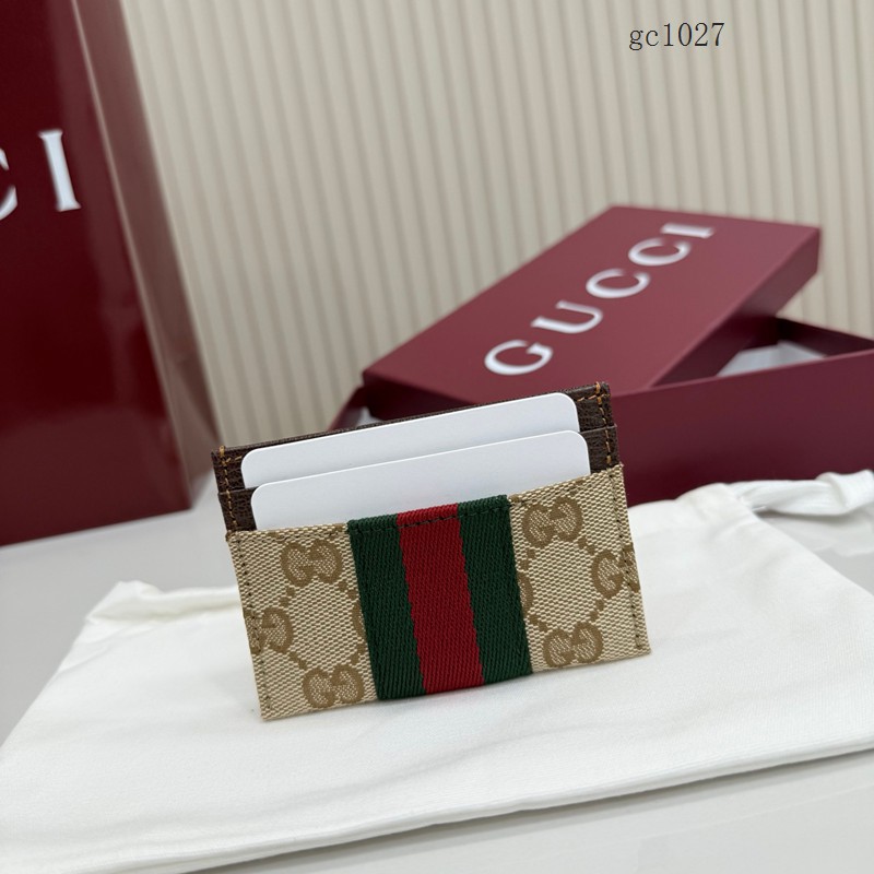 Gucci專櫃2026新款紅綠織帶卡夾名片夾 古馳老花男女卡套卡包 867384 gc1027