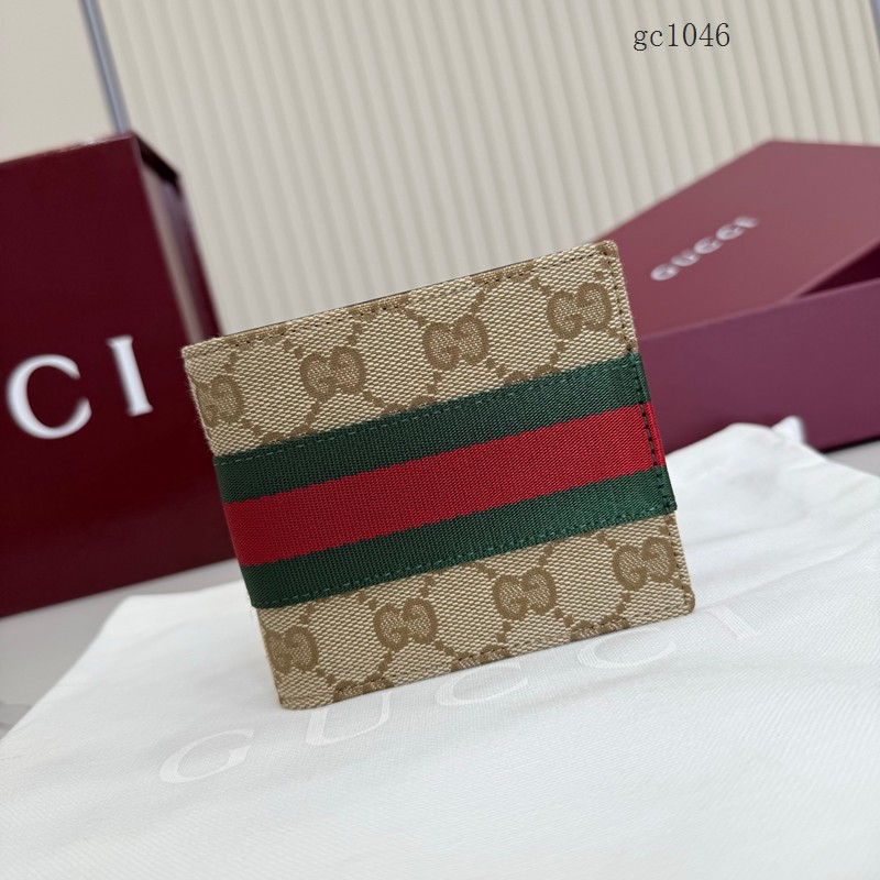 Gucci專櫃2026新款織帶對折錢包 古馳雙G壓花男士短款錢夾 867341 gc1046