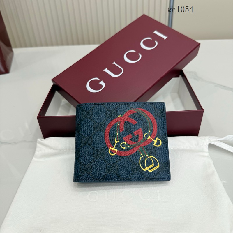 Gucci專櫃馬鐙印花雙折男士錢包 古馳卡通雙G印花錢夾錢包 853434 gc1054