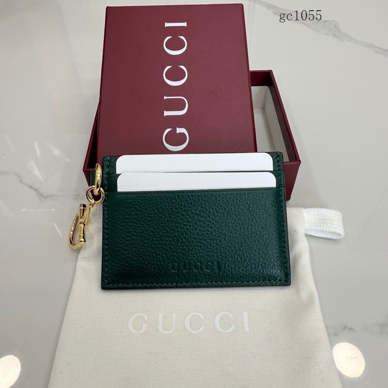 Gucci專櫃2026新款黑色全皮卡夾名片夾 古馳半馬銜扣男女卡包 855651 gc1055