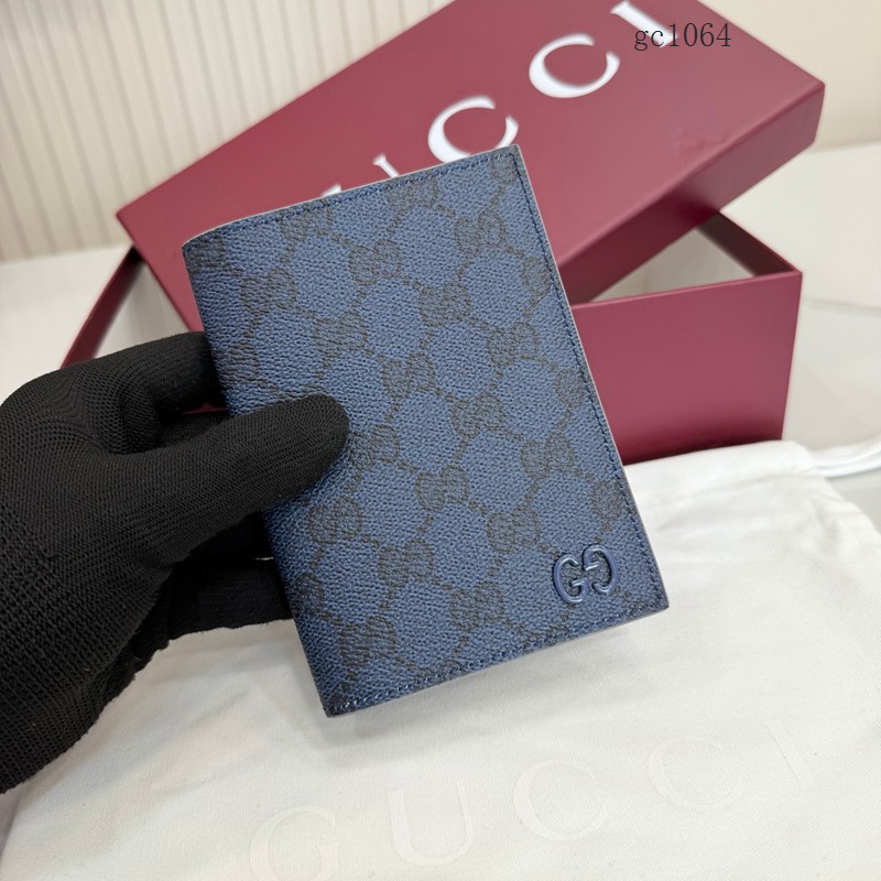 Gucci專櫃經典印花男士雙折錢夾 古馳陶瓷質感GG對折護照夾錢包 795229  gc1064