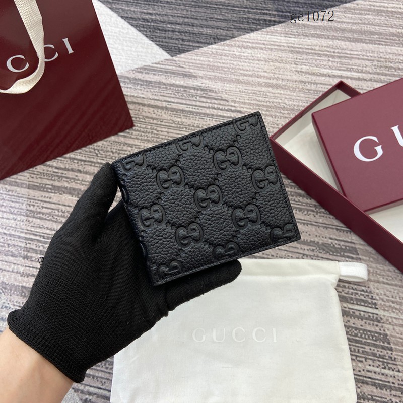Gucci專櫃2026新款雙G印花粒面牛皮革對折錢包 古馳Imprint系列女士錢夾 835001 gc1072
