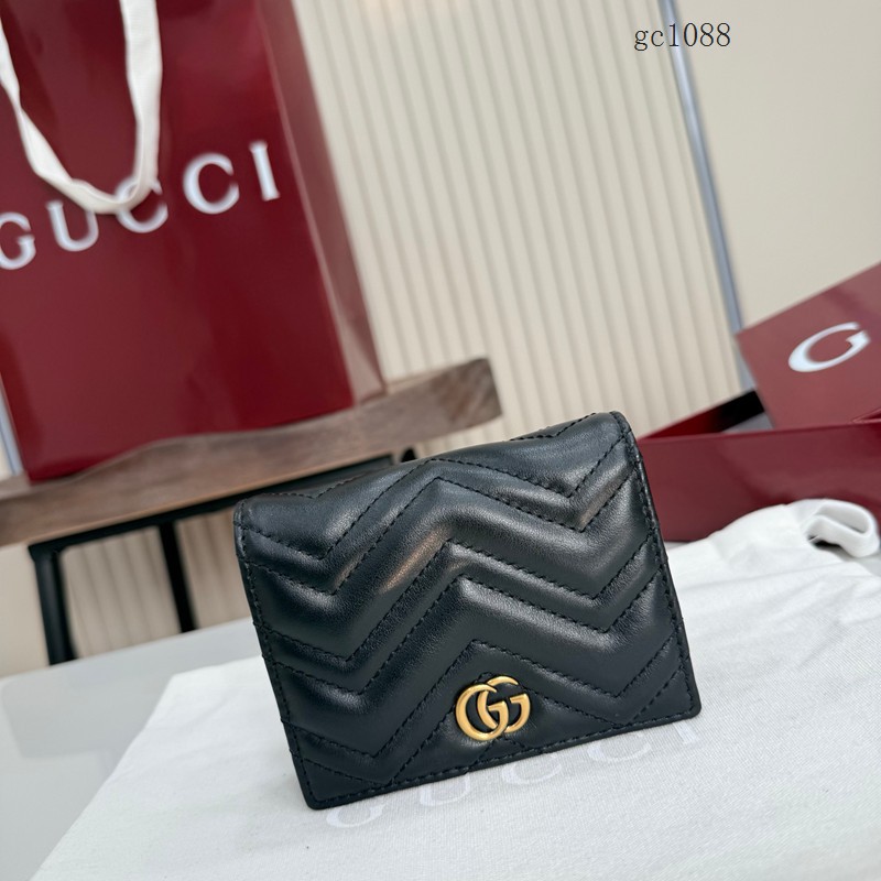 Gucci專櫃2026新款按扣對折拉鏈錢包 古馳Marmont系列翻蓋女士錢夾卡包 466492 gc1088