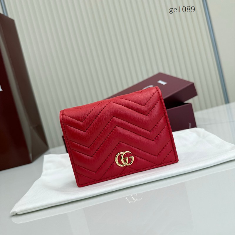 Gucci專櫃2026新款按扣對折拉鏈錢包 古馳Marmont系列翻蓋女士錢夾卡包 466492 gc1089