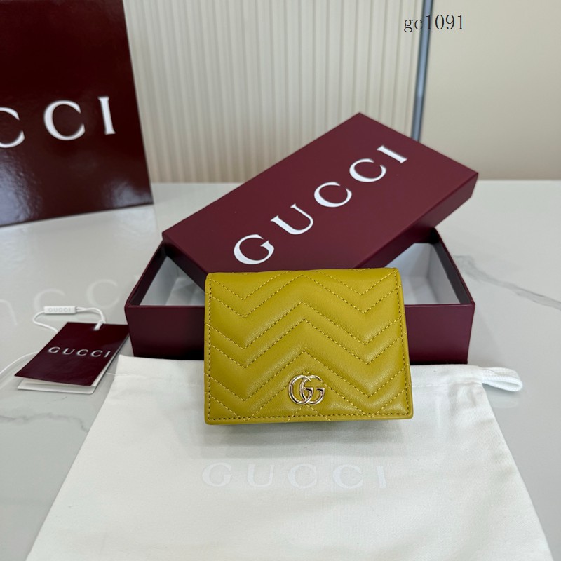 Gucci專櫃2026新款按扣對折拉鏈錢包 古馳Marmont系列翻蓋女士錢夾卡包 466492 gc1091