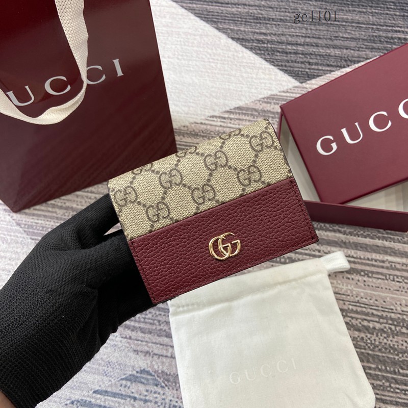 Gucci專櫃2026新款短款對折錢夾 古馳按扣雙G印花錢包 658610 gc1101