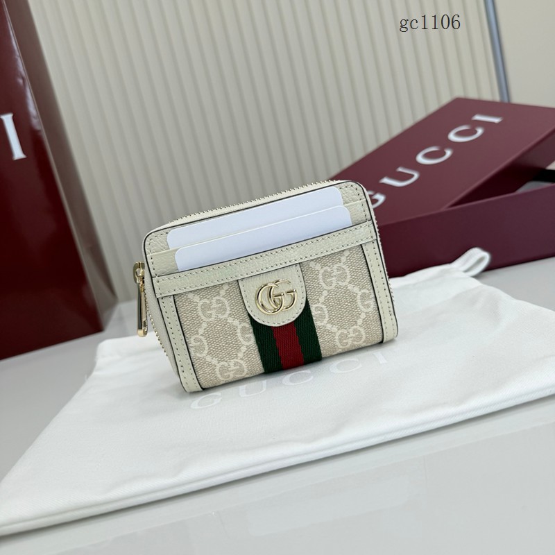 Gucci專櫃2026新款雙G拉鏈錢夾卡夾 古馳Ophidia系列拉鏈款錢包 838489  gc1106