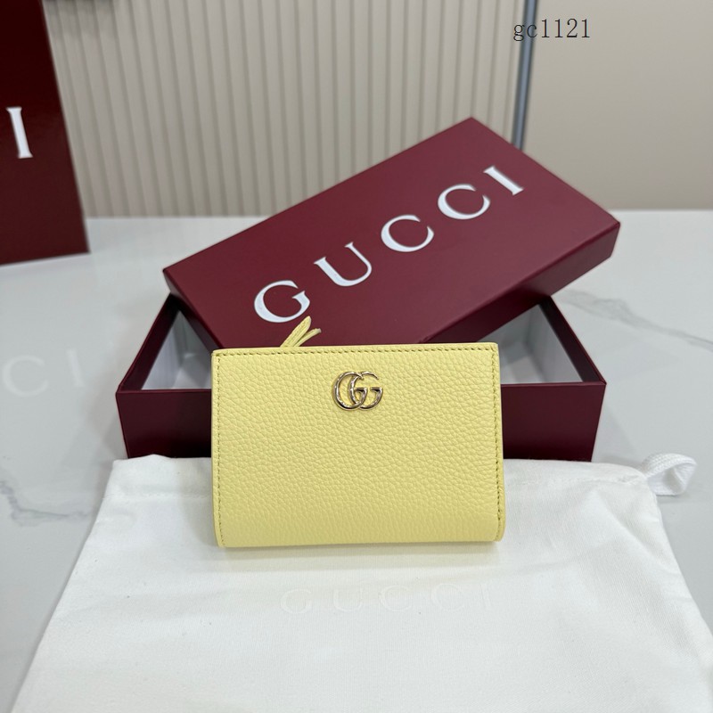 Gucci專櫃全皮短款錢夾 古馳Marmont系列女士按扣錢包 772328 gc1121
