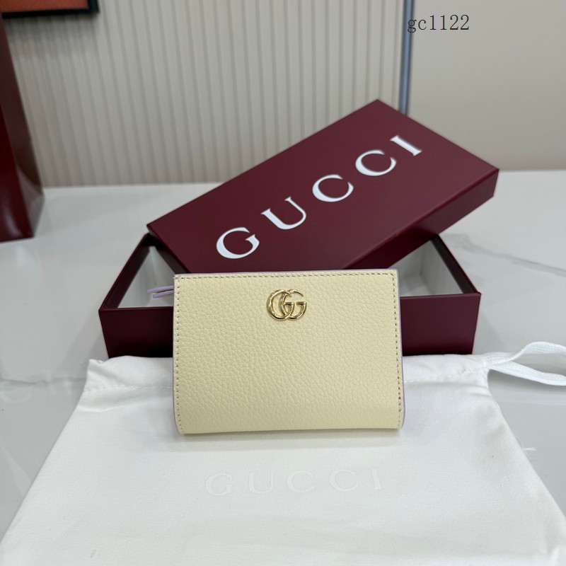 Gucci專櫃全皮短款錢夾 古馳Marmont系列女士按扣錢包 772328 gc1122