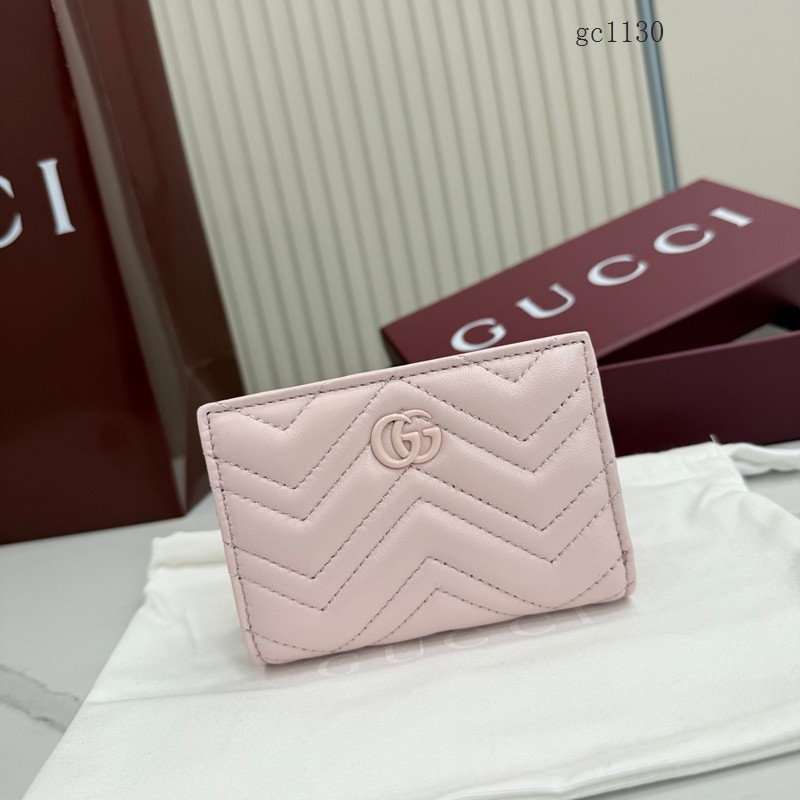 Gucci專櫃2026新款全皮女士按扣錢夾 古馳Marmont系列絎縫卡包錢包 773427 gc1130