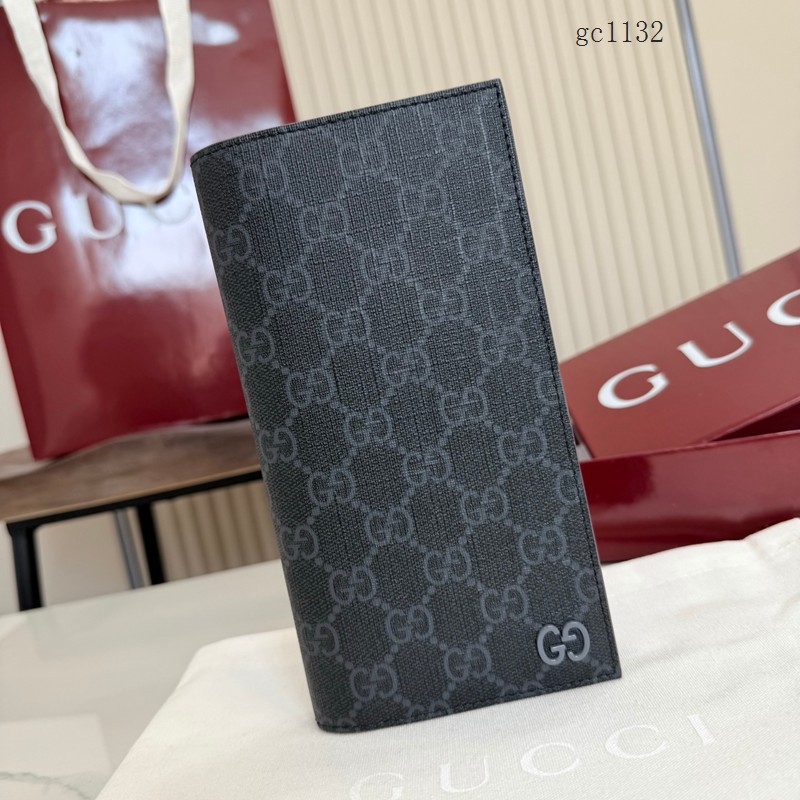 Gucci專櫃2026新款雙G陶瓷對折錢包 古馳男士全皮長款錢夾 856563  gc1132