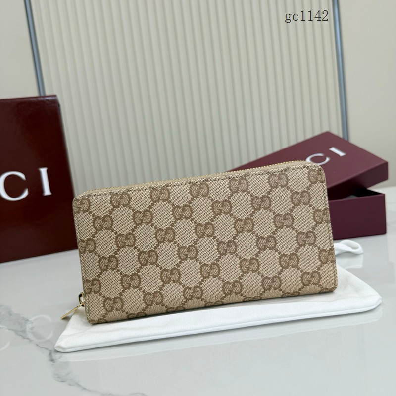 Gucci專櫃雙G經典印花長款男士錢包 古馳Essence系列全拉鏈零錢袋 876434 gc1142