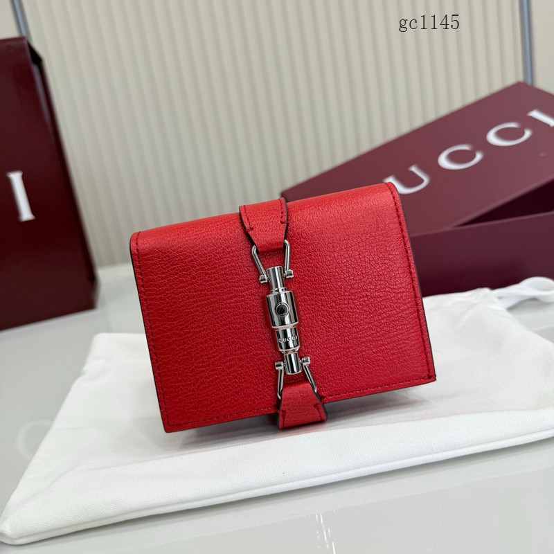 Gucci專櫃2026新款鎖扣對折錢夾 古馳Jackie1961系列女士全皮按扣錢包 867166  gc1145